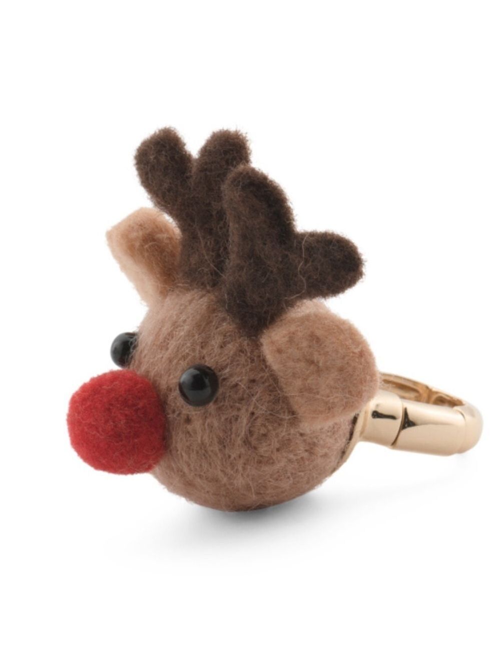 Betsey Johnson Plush Rudolph Reindeer Stretch Ring New